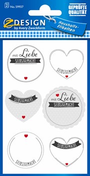 Z-Design Home Haushaltsetiketten, Mit Liebe selbstgemacht, 12 Aufkleber (Avery Zweckform 59937)