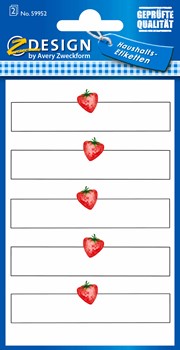 Z-Design 59952, Haushaltsetiketten, Papier, Erdbeere, rot, weiß, schwarz, 2 Bogen