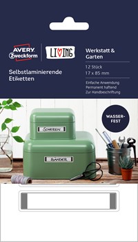Avery Wasserdichte Namensetiketten - 24 Stück 86x17mm Grau/Weiß