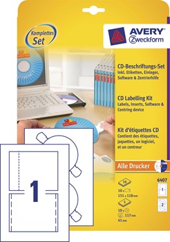 Avery Zweckform 6407, CD Beschriftungsset, Komplettset