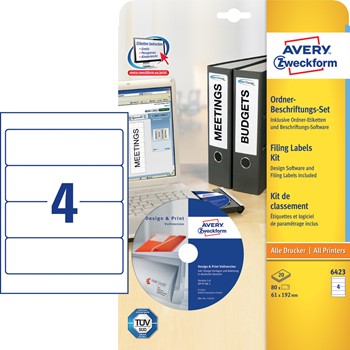 Avery Zweckform 6423, Ordnerbeschriftungsset, Komplettset, Multiprint