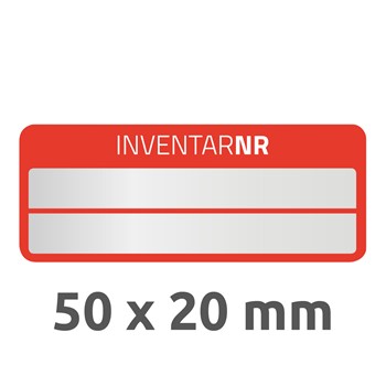 Avery Zweckform 6911, Inventar-Etiketten "Inventarnr", 50 x 20 mm, 50 Etiketten, rot, aus silberner Polyester-Folie