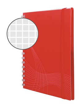 Avery Zweckform 7031, Kunststoff-Cover Notizbuch notizio, Doppelspirale, kariert, DIN A5, 90 g/m², 90 Blatt, rot