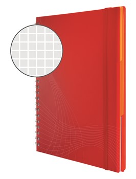 Avery Zweckform 7035, Kunststoff-Cover Notizbuch notizio, Doppelspirale, kariert, DIN A4, 90 g/m², 90 Blatt, rot