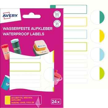 Avery Selbstlaminierende Etiketten, Papier mit Glanzlaminat, bunt, Bunt, ⌀ 25 mm (Avery Zweckform APBAS24)