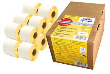 Avery Zweckform AS0722420, Rollenetiketten, 54 x 101 mm, 12 Rolle/2.640 Etiketten, weiß