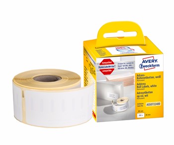 Avery Zweckform ASS0722400, Rollenetiketten, 89 x 36 mm, 1 Rolle/260 Etiketten, weiß