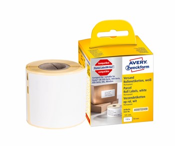 Avery Zweckform ASS0722430, Rollenetiketten, 101 x 54 mm, 1 Rolle/110 Etiketten, weiß