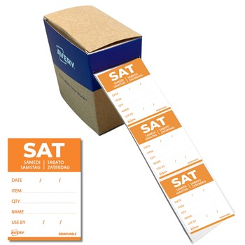 Avery Tages-Etiketten SAT Samstag, 40 x 56 mm, 500 Etiketten / 1 Rolle, Orange (Avery Zweckform DLDSATREV-500)
