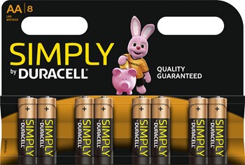 Duracell DUR002272, Simply Alkaline Batterien, AA, 1,5V, 8er Pack