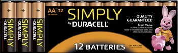Duracell DUR002296, Simply Alkaline Batterien, AA, 1,5V, 12er Pack