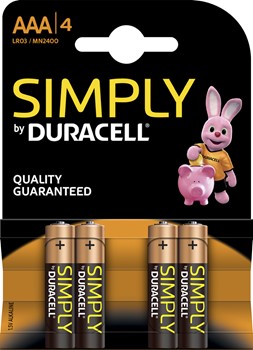 Duracell DUR002432, Simply Alkaline Batterien, AAA, 1,5V, 4er Pack
