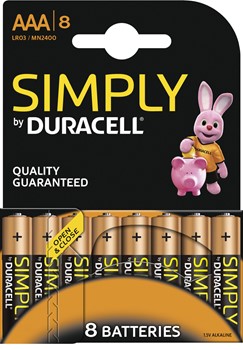 Duracell DUR002463, Simply Alkaline Batterien, AAA, 1,5V, 8er Pack