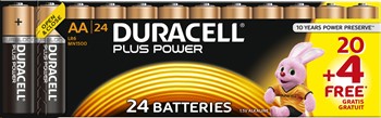 DURACELL PLUS Power Batterien, AA 20+4 Pack (Duracell DUR018426)