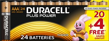 DURACELL PLUS Power Batterien, AAA 20+4 Pack (Duracell DUR019058)
