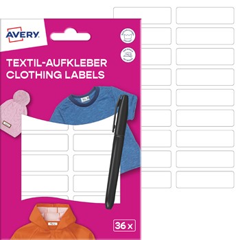 Avery Textil-Etiketten, Vinyl-Folie, weiß, Weiß, 13 x 45 mm (Avery Zweckform ETVET36PEN)