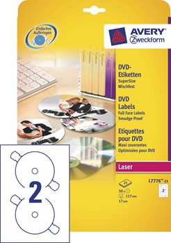 Avery Zweckform L7776-25, SuperSize DVD Etiketten für Farblaser, 25 Bögen