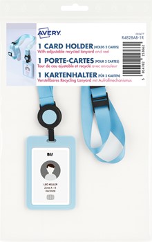 Avery Lanyard mit Kartenhalter, 100% Recycling-Kunststoff, pastellblau (Avery Zweckform R4828AB-1R)