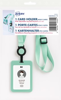 Avery Lanyard mit Kartenhalter, 100% Recycling-Kunststoff, pastell grün (Avery Zweckform R4828AG-1R)