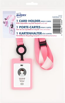 Avery Lanyard mit Kartenhalter, 100% Recycling-Kunststoff, pastell pink (Avery Zweckform R4828AP-1R)