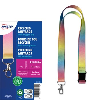 Avery Zweckform R4828RA, Recycling Lanyard, 20 x 440 mm, Regenbogen gemustert, 10 Stück
