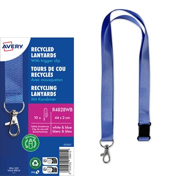 Avery Zweckform R4828WB, Recycling Lanyard, 20 x 440 mm, blau-weiß gemustert, 10 Stück
