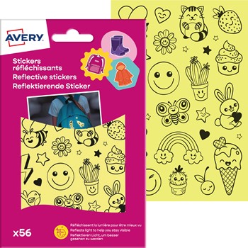 Avery Reflektierende Aufkleber, Reflektierende Folie, Gesichter, Silber (Avery Zweckform REF56S)