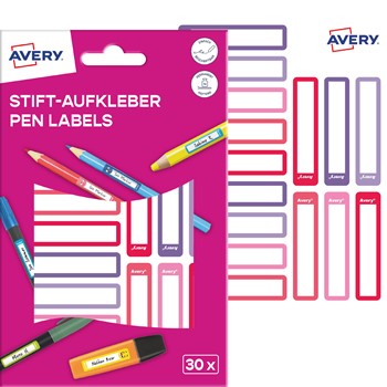 Avery Etiketten zur Kennzeichnung von Stiften, Papier, Gesichter, Rosa, Lila, 10 x 50 mm (Avery Zweckform RESMI30F)
