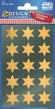 Z-Design 52801, Christmas Sticker Glanzfolie, Sterne gold, 2 Bogen, Bogengröße 76 x 120 mm