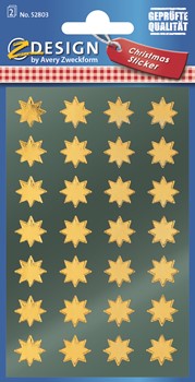 Z-Design 52803, Christmas Sticker Glanzfolie, Sterne gold, 2 Bogen, Bogengröße 76 x 120 mm