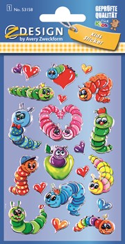 Z-Design 53158, Kids 3D Sticker, Raupen, 1 Bogen, Bogengröße 76 x 120 mm