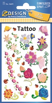 Z-Design 56691, Kids Tattoos, Blumen beglimmert, 1 Bogen, Bogengröße 76 x 120 mm