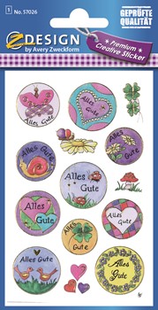 Z-Design 57026, Creative Premium Papier Sticker, Alles Gute, 1 Bogen, Bogengröße 76 x 120 mm