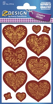 Z-Design 57516, Creative Papier Sticker, Herzen geprägt, 1 Bogen, Bogengröße 76 x 120 mm
