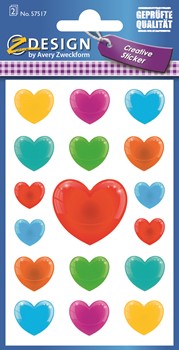 Z-Design 57517, Creative Papier Sticker, Herzen 3D, 2 Bogen, Bogengröße 76 x 120 mm