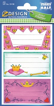 Z-Design 59198, School Buchetiketten, Krone, beglimmert, 2 Bogen, Bogengröße 76 x 120 mm