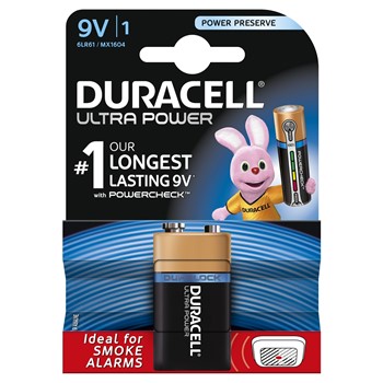 Duracell DUR105416, Ultra Power Alkline Batterie, 9V Block, 1 Stück