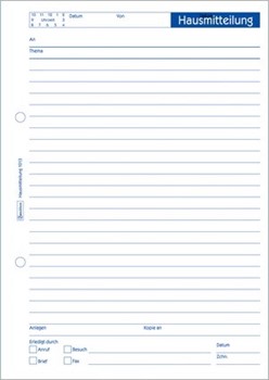 Avery Zweckform 1013, Hausmitteilung Abreißblock, oben verleimt, A5, 100 Blatt