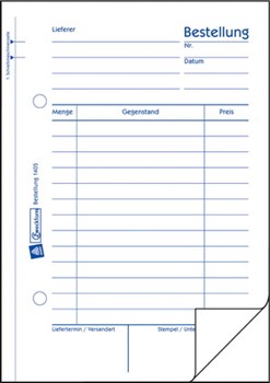 Avery Zweckform 1405, Bestellung A6 Blatt 2 ohne Perforation zum Verbleib im Buch, 2x50 Stück