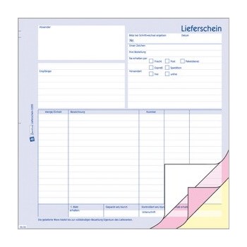 Avery Zweckform 2392, Lieferschein 3-fach Satz selbstdurchschreibend, Schnelltrennsatz, 2/3 A4, 40 Blatt