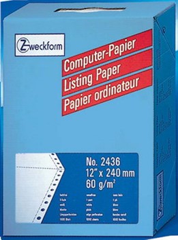 Avery Zweckform 2436, Computer-Papier,  305mm (12") x 240 mm, holzfrei, 1-fach, 60g, weiß, blanko, 1000 Blatt