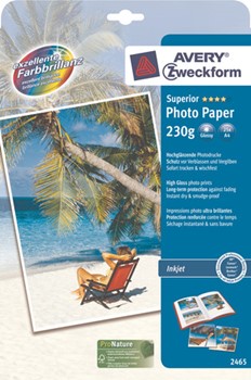 Avery Zweckform 2465, Superior Inkjet-Photo-Papier, hochglänzend, A4, 230 g, 25 Blatt