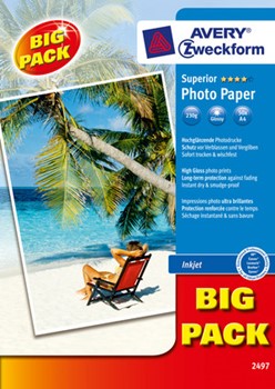 Avery Zweckform 2497, Superior Inkjet-Photo-Papier, hochglänzend, A4, 230 g, 50 Blatt