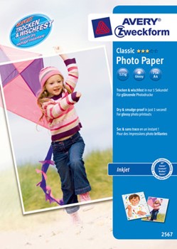Avery Zweckform 2567, Classic Inkjet-Photo-Papier, glänzend, A4, 125 g, 75 Blatt