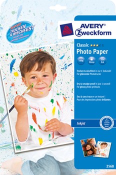 Avery Zweckform 2568, Classic Inkjet-Photo-Papier, glänzend, A4, 160 g, 25 Blatt
