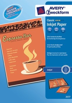 Avery Zweckform 2577, Classic Inkjet-Papier, matt, A4, 90g, 200 Blatt
