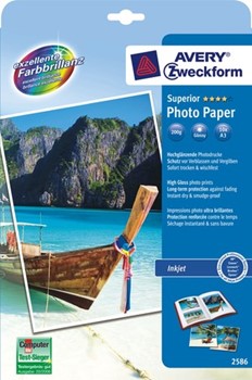 Avery Zweckform 2586, Superior Inkjet-Photo-Papier, hochglänzend, A3, 200 g, 10 Blatt
