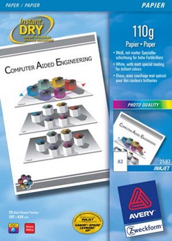 Avery Zweckform 2587, Classic Inkjet-Papier, matt, A3, 110g, 25 Blatt