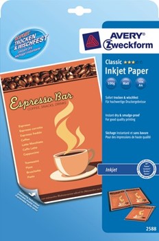 Avery Zweckform 2588, Classic Inkjet-Papier, matt, A4, 100g, beidseitig beschichtet, 50 Blatt