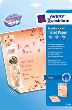 Avery Zweckform 2590, Superior Inkjet-Papier, matt, A4, 170g, beidseitig beschichtet, 25 Blatt